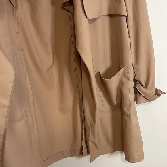 Minimalist Trench Love Tree Open Tan Jacket Longline Utility Oversize Loose Med - Picture 8 of 13